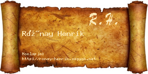 Rónay Henrik névjegykártya